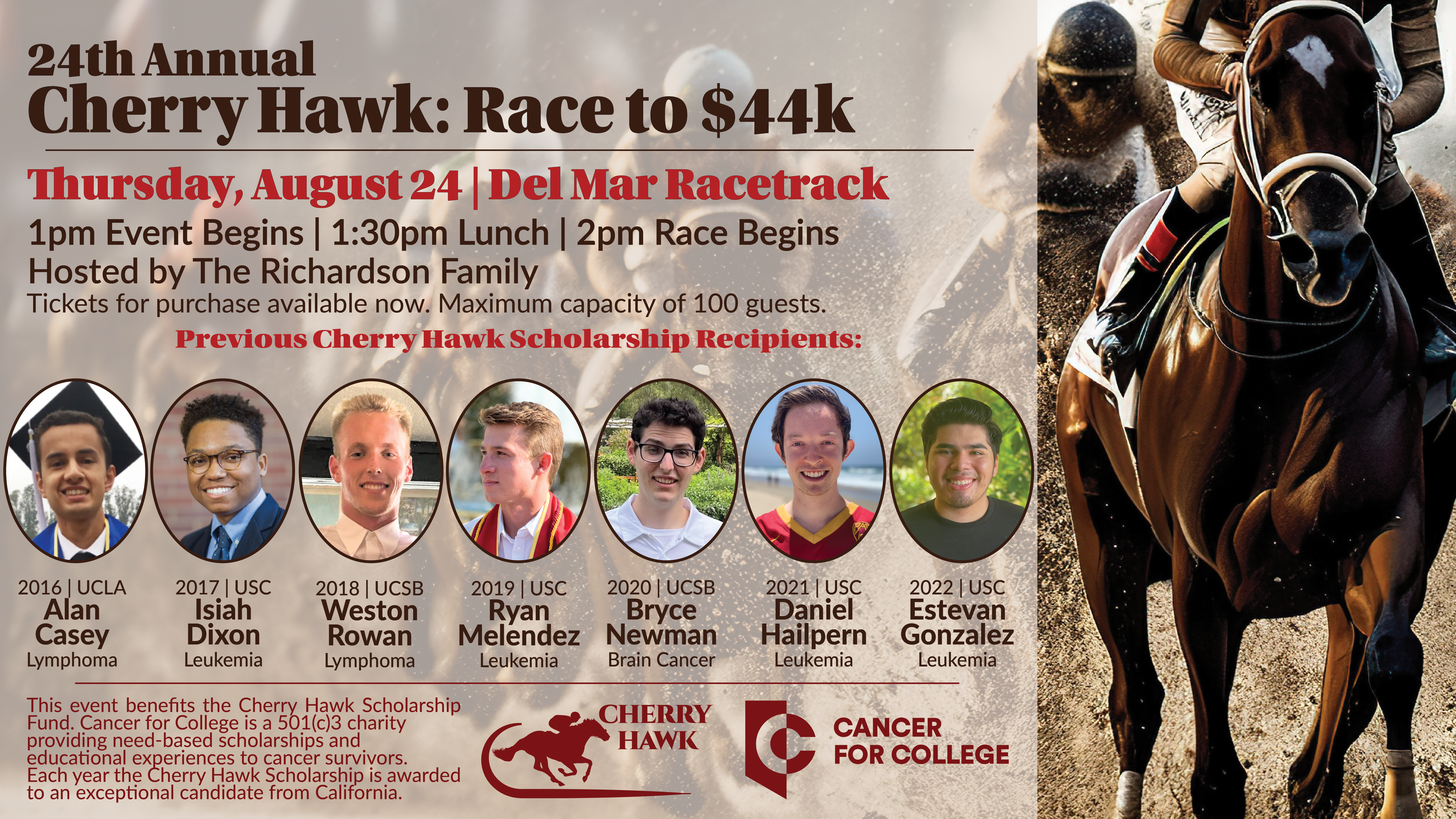 Ad for Cherry Hawk event on August 24 at Del Mar Racetrack